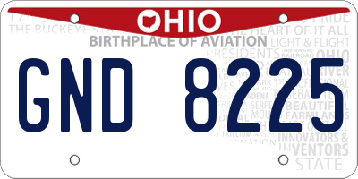 OH license plate GND8225