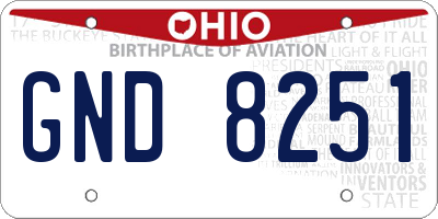 OH license plate GND8251