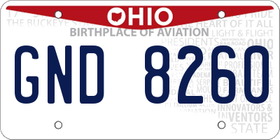 OH license plate GND8260