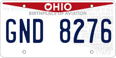 OH license plate GND8276