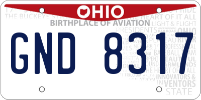OH license plate GND8317