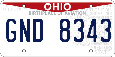 OH license plate GND8343