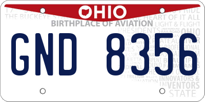 OH license plate GND8356