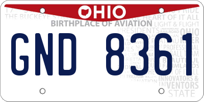OH license plate GND8361