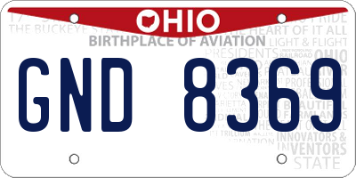 OH license plate GND8369