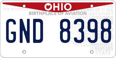 OH license plate GND8398