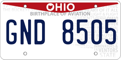 OH license plate GND8505