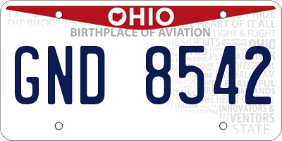 OH license plate GND8542
