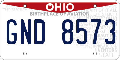 OH license plate GND8573