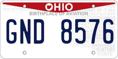 OH license plate GND8576