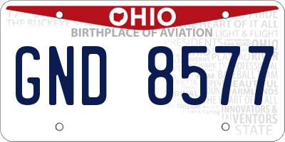 OH license plate GND8577