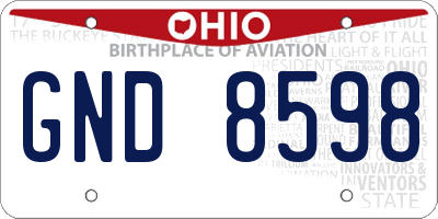 OH license plate GND8598