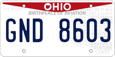 OH license plate GND8603