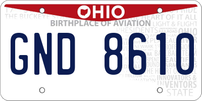 OH license plate GND8610