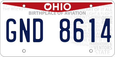 OH license plate GND8614