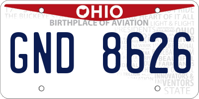 OH license plate GND8626