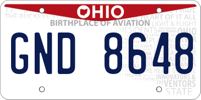 OH license plate GND8648