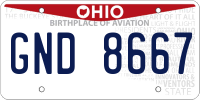 OH license plate GND8667