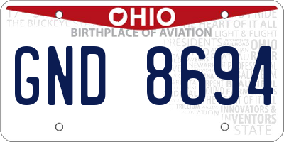 OH license plate GND8694