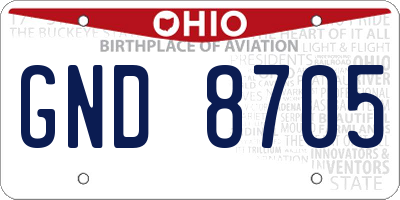 OH license plate GND8705