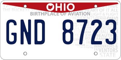 OH license plate GND8723
