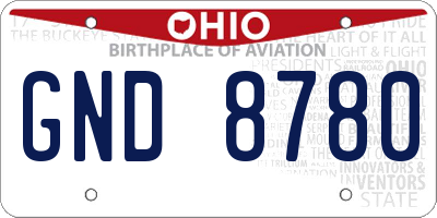 OH license plate GND8780
