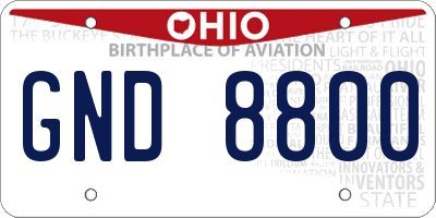 OH license plate GND8800