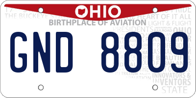 OH license plate GND8809
