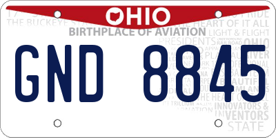 OH license plate GND8845