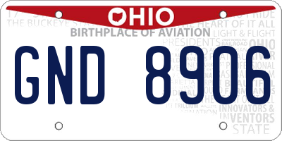 OH license plate GND8906