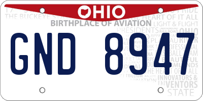 OH license plate GND8947