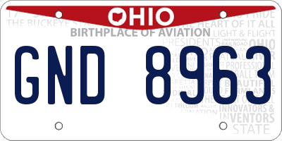 OH license plate GND8963