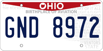 OH license plate GND8972
