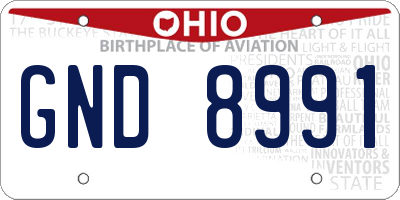 OH license plate GND8991