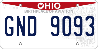 OH license plate GND9093