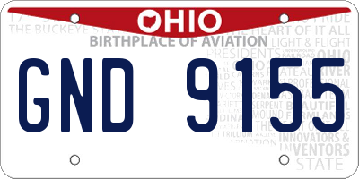 OH license plate GND9155