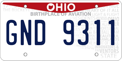 OH license plate GND9311
