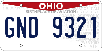 OH license plate GND9321