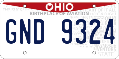 OH license plate GND9324