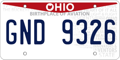 OH license plate GND9326