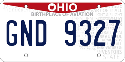 OH license plate GND9327