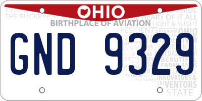 OH license plate GND9329