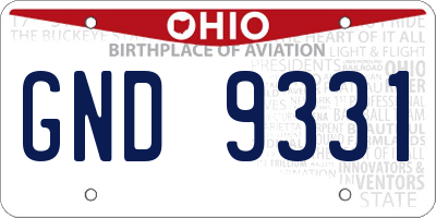 OH license plate GND9331
