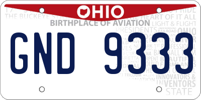 OH license plate GND9333