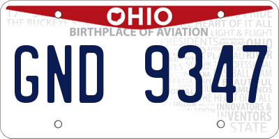 OH license plate GND9347