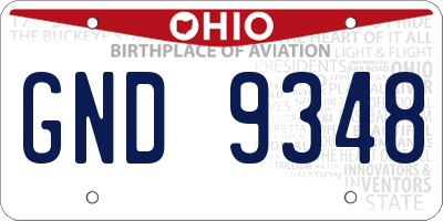 OH license plate GND9348