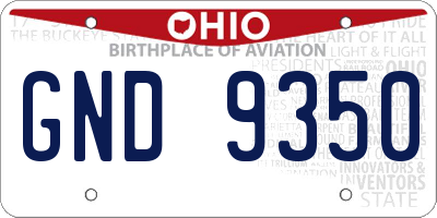 OH license plate GND9350