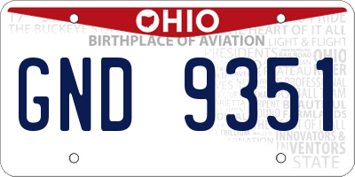 OH license plate GND9351