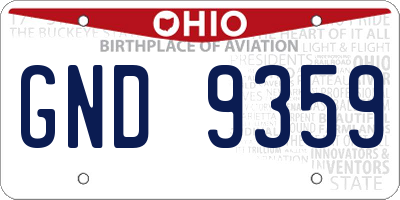 OH license plate GND9359