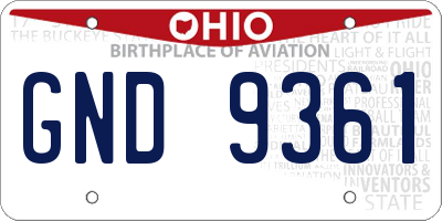 OH license plate GND9361